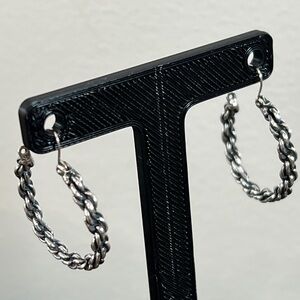 Sterling Silver Twisted Rope Hoop Earrings - Women's Ring Style